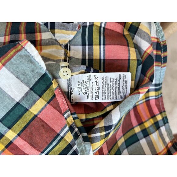 TWO Gap Boys XL 14 Short Sleeve Button Up Shirts Plaid Cotton Blue Green - Picture 6 of 6